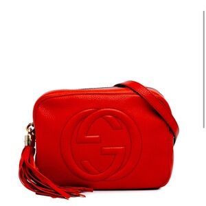Authentic Gucci red calfskin leather SoHo Disco shoulder bag